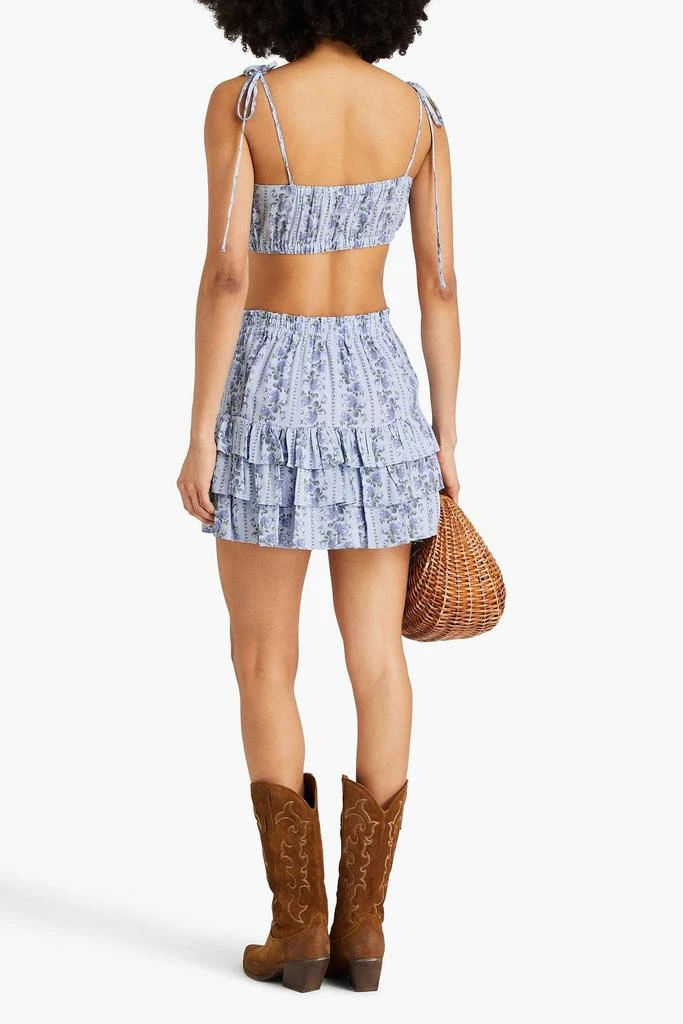 LOVESHACKFANCY Bitsy tiered floral-print crepe mini skirt 3