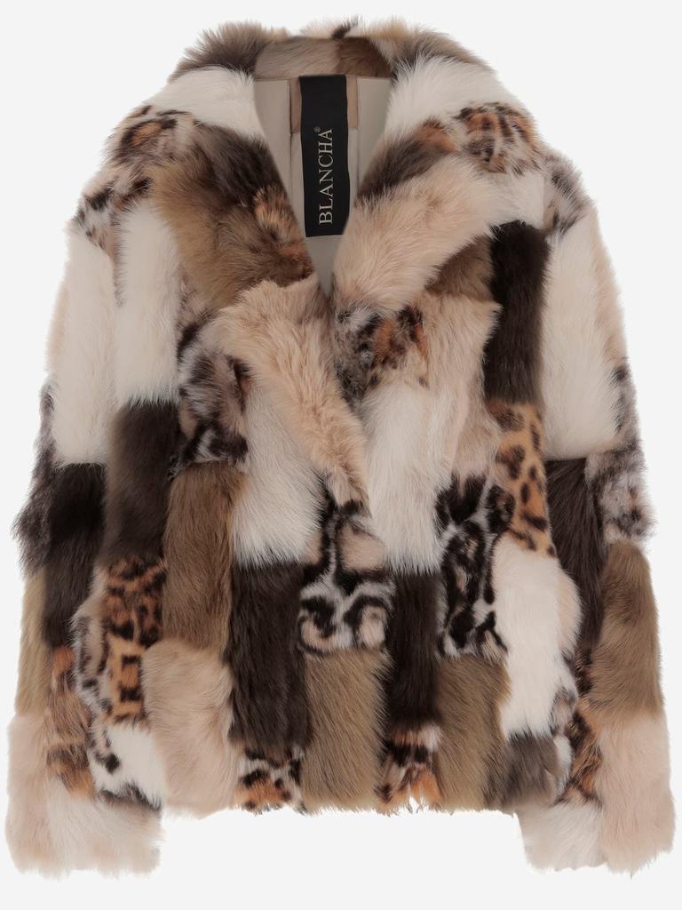 BLANCHA Color-block Shearling Jacket