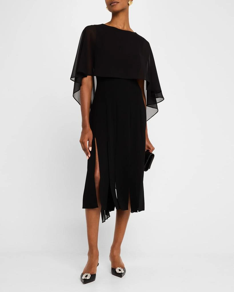 Teri Jon Car Wash Chiffon Cape Midi Dress 2