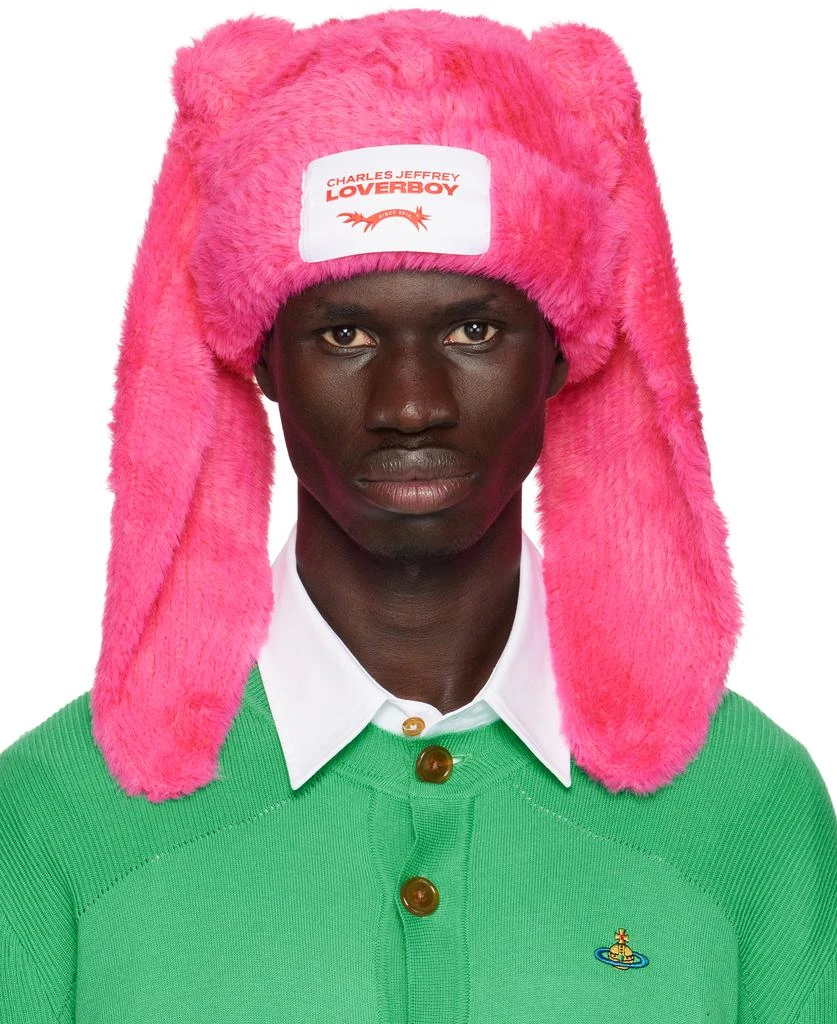 Charles Jeffrey Loverboy Pink Fluffy Chunky Rabbit Beanie 1