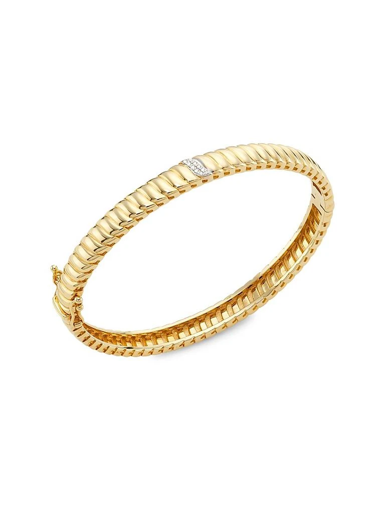 Saks Fifth Avenue Collection 14K Yellow Gold 
0.03 TCW Diamond Wavy Bangle