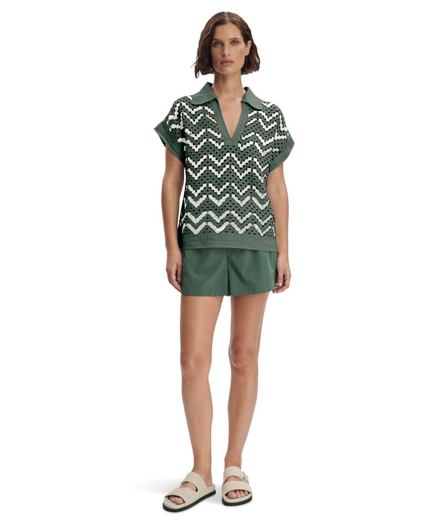 Varley Joelle Crochet Polo Top