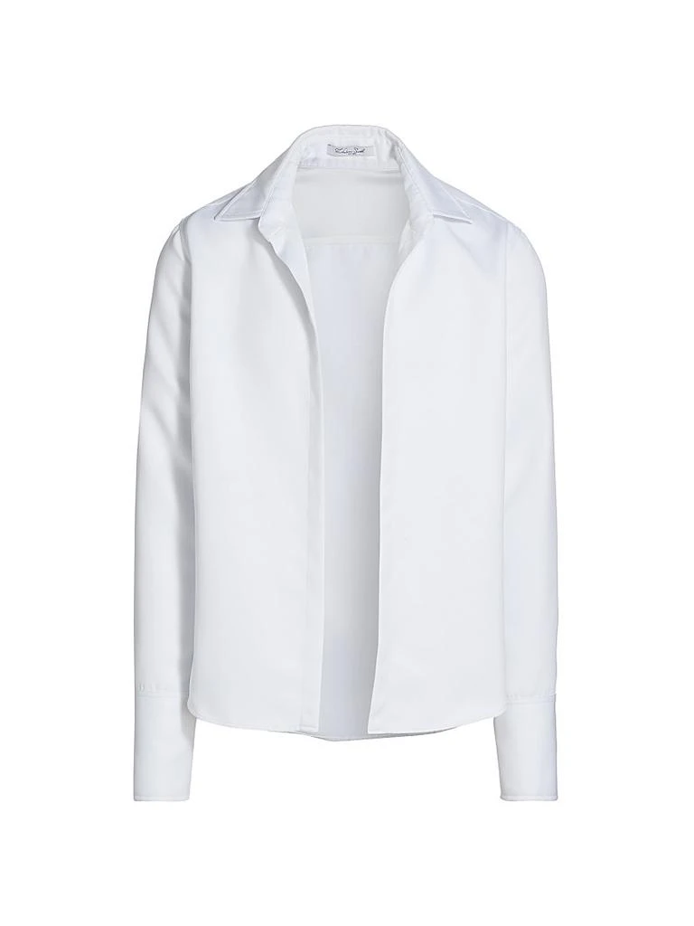 LaQuan Smith Open Chest Matte Satin Dress Shirt 1