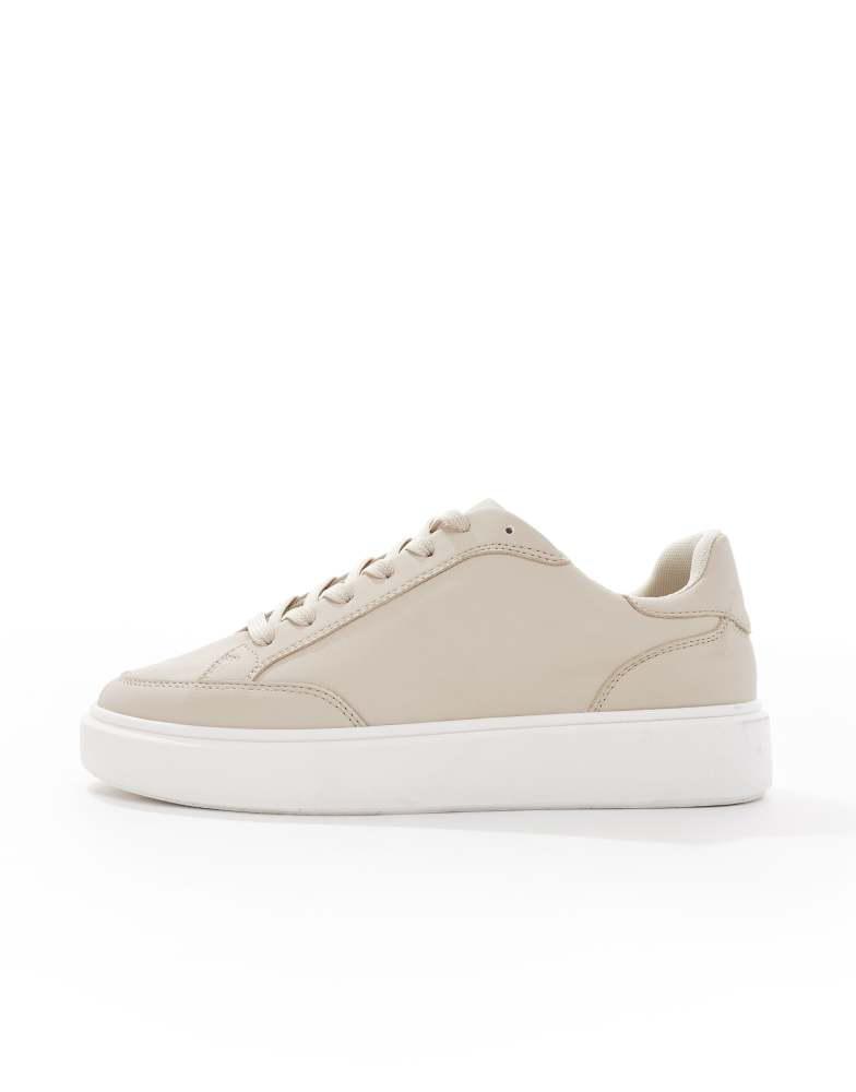ASOS ASOS DESIGN lace up trainers in stone with white sole