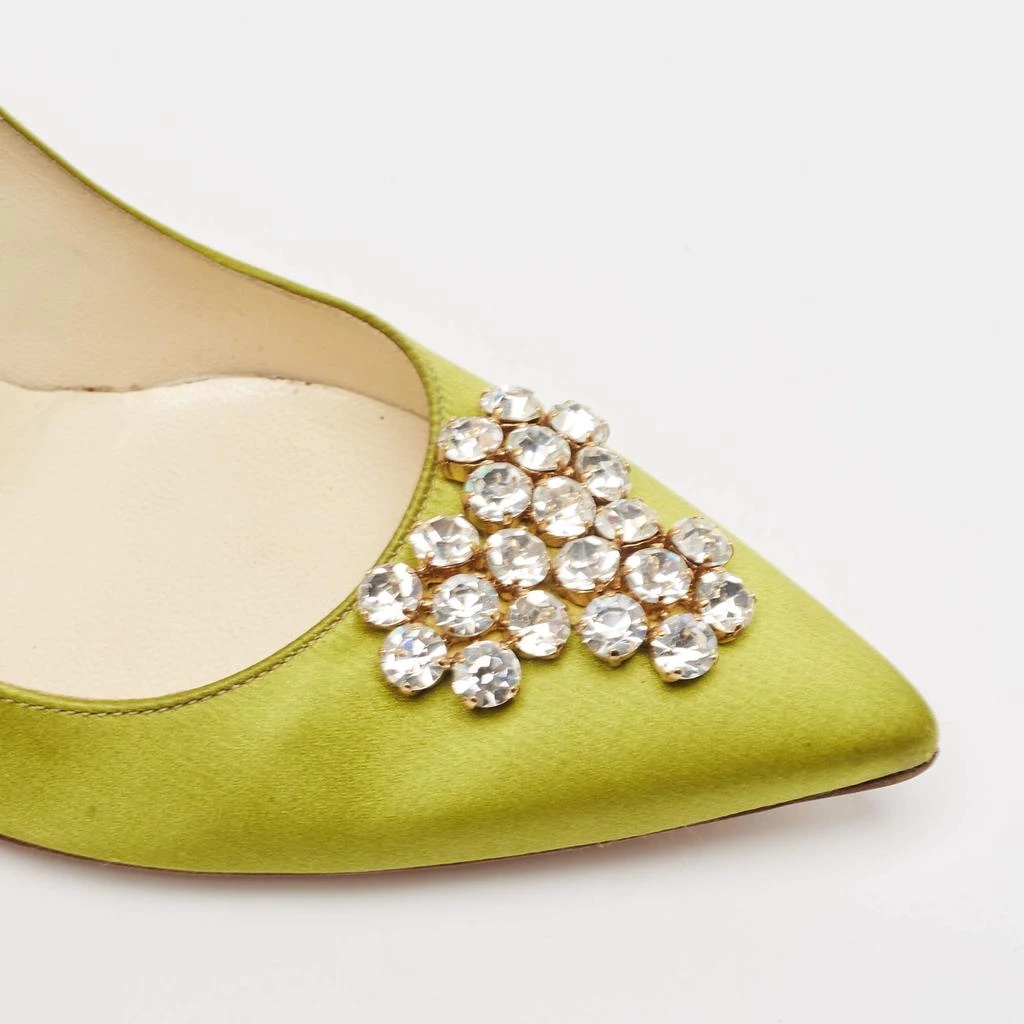 Brian Atwood Brian Atwood Green Satin Crystal Embellished Pointed Toe Pumps Size 39.5 7