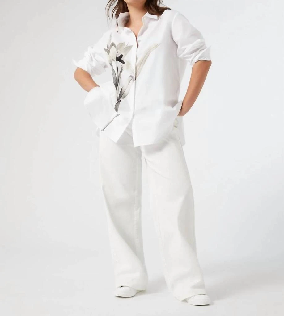 Marina Rinaldi Tartufo Poplin Embroidered Shirt In Optical White 5
