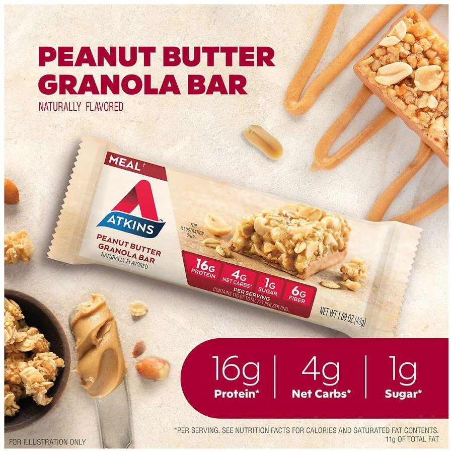 Atkins Peanut Butter Granola Bars Low Carb Peanut Butter 6