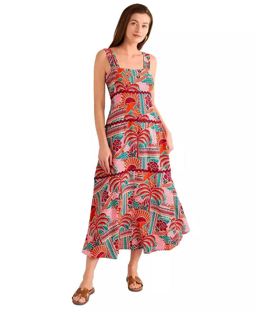 Vince Camuto Women's Embroidered-Trim Square-Neck Smocked-Back Sleeveless Maxi Dress 3