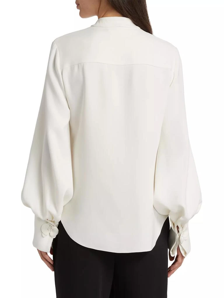 Oscar de la Renta Orchid Button Georgette Blouse 5