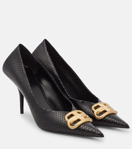 Balenciaga Square Knife BB croc-effect leather pumps 1