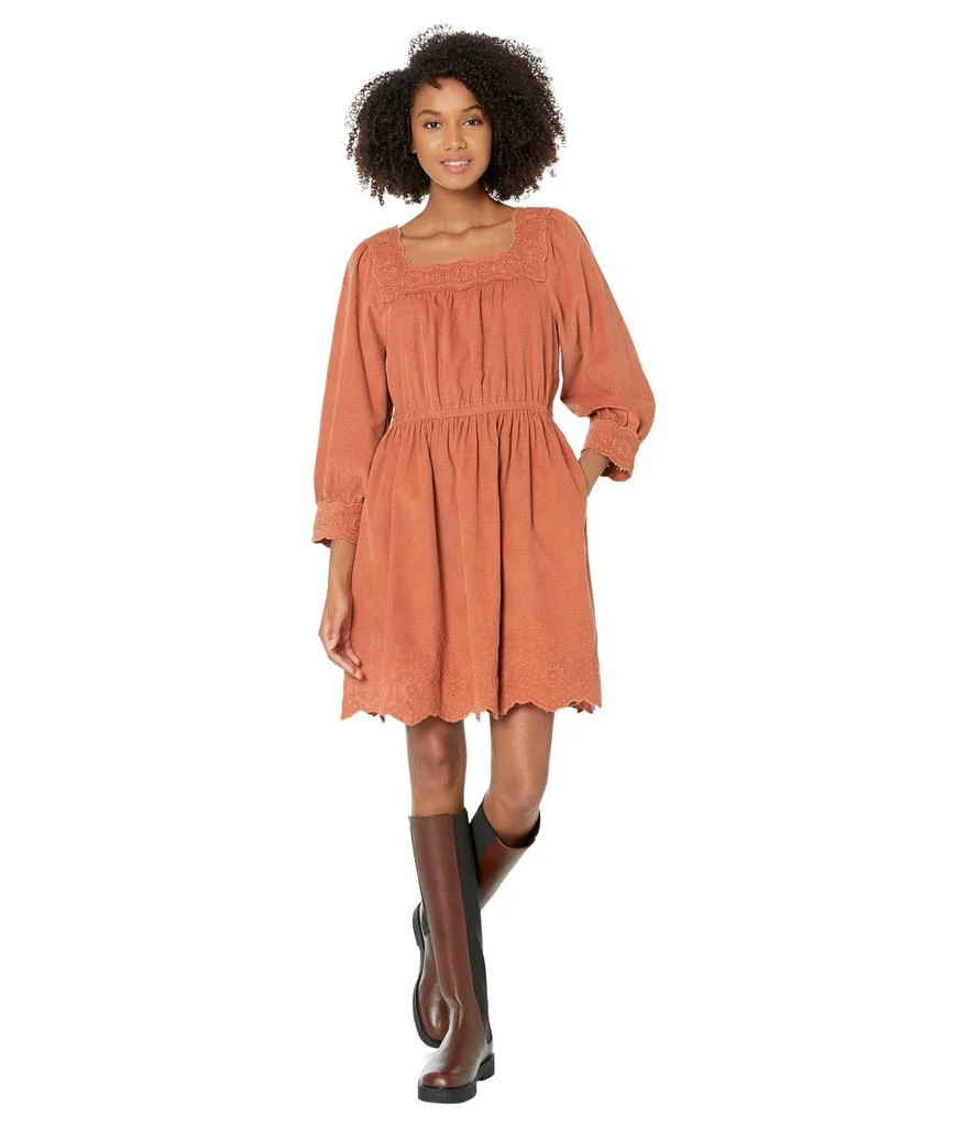 Madewell Embroidered Corduroy Square-Neck Mini Dress 4