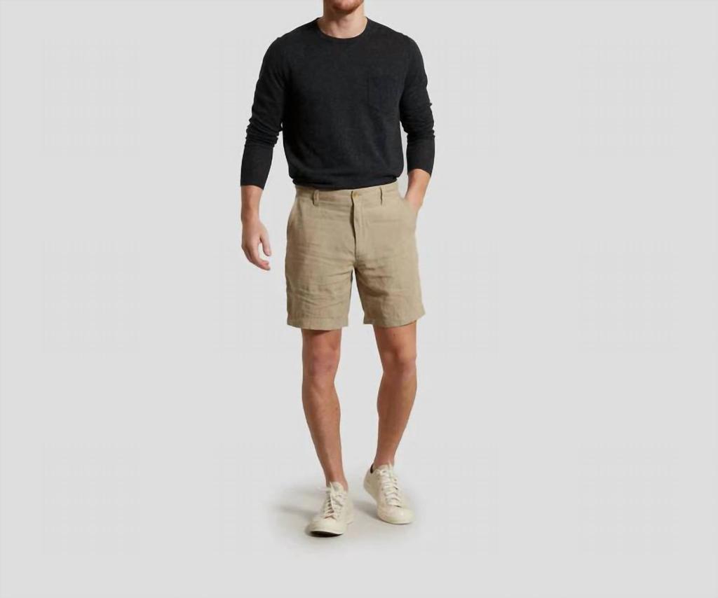 Grayers Men Aventura Washed Linen Shorts In Safari