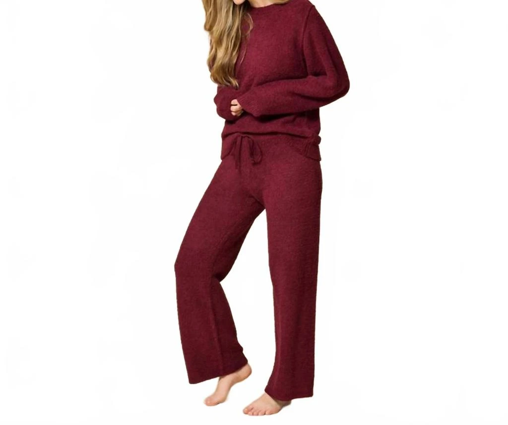 SOFTiES Marshmallow Reverse Seam Bracelet Lounge Set In Cherry Cola 2