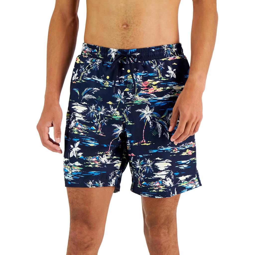 Club Room Mens Island Print Drawstring Swim Trunks