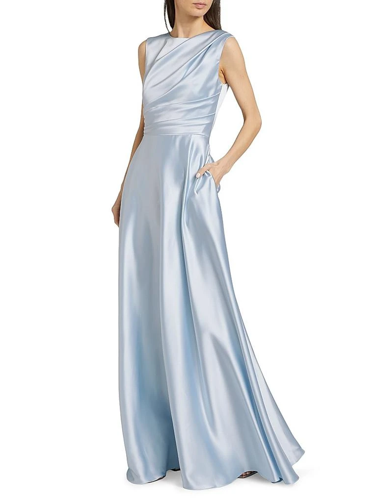 Amsale Draped Boatneck Satin Gown 4