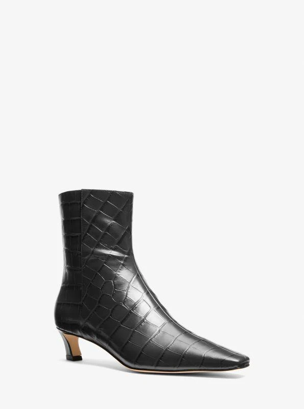 Michael Kors Cosmo Crocodile Embossed Leather Kitten Boot 1