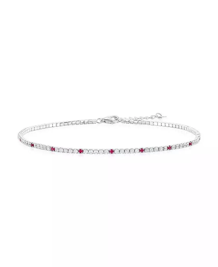 Simona Sterling , Round CZ Tennis Anklet - Ruby