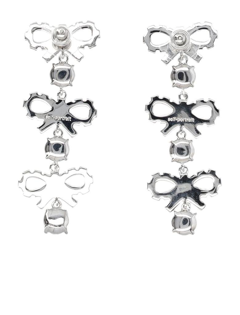 Self-Portrait Micro Bow Crystal Tiered Earrings – On Sale Self-Portrait Micro Bow Crystal Tiered Earrings – On Sale