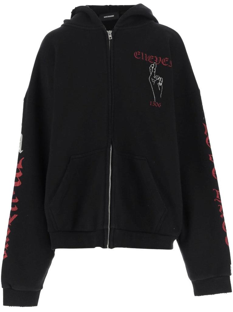 トップス WE11DONE Elleven hoodie Black 'Elleven' Zip-up Hoodie by We11done on Sale