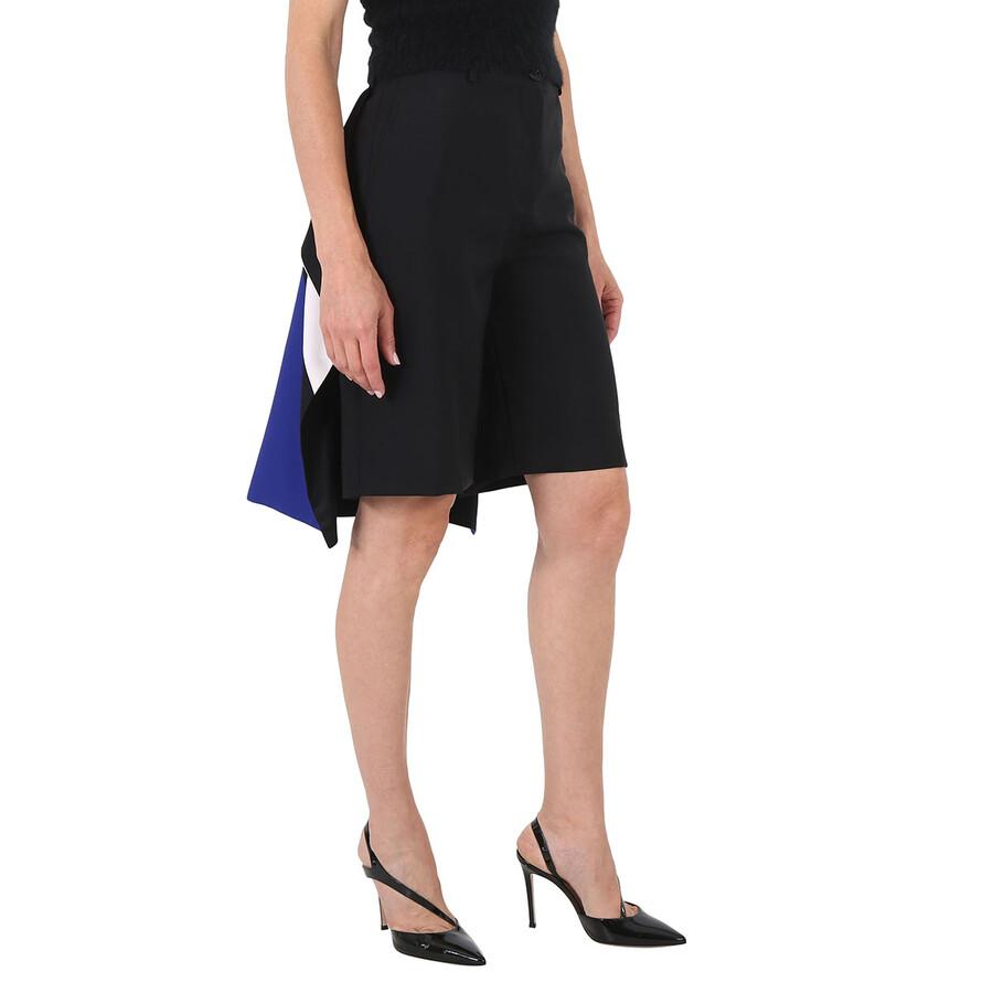 Burberry Ladies Black Geometric Print Panel Mohair Wool Shorts