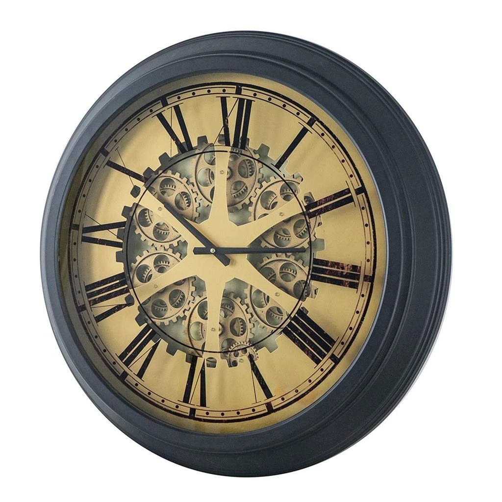 Hivvago Black and Copper Exposed Gears Round Wall Clock 1