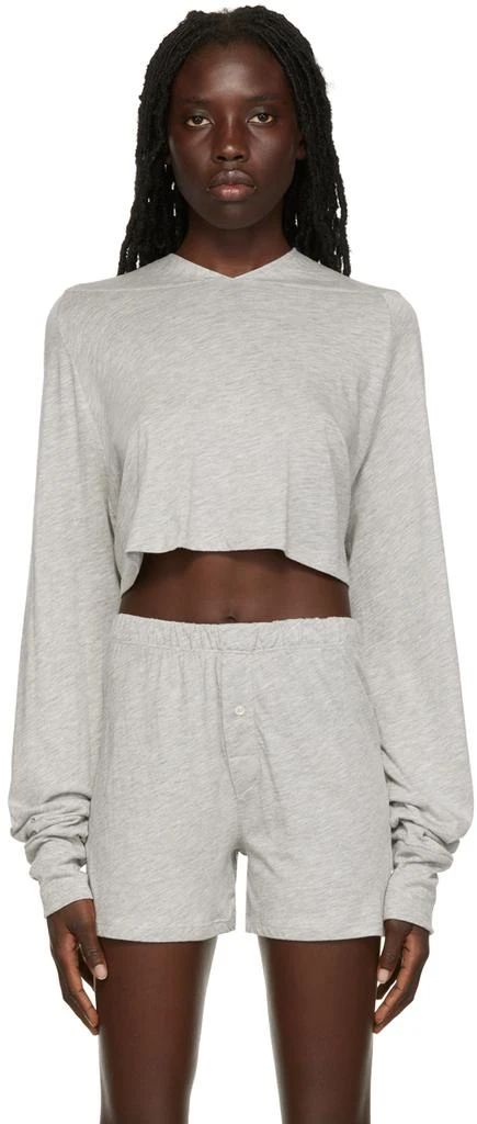 ÉTERNE Gray Raglan Cropped Hoodie 1