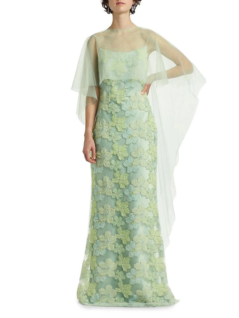 Embroidered Floral Tulle Cape Gown  On Sale Now with Up to 63% Off |  Discover Exclusive Deals & Savings at BeyondStyle  Authentic Amsale short  sleeve|tulle|mermaid|black-owned or founded|women's|Women's|modern|dresses|women's  apparel|crewneck|floor ...