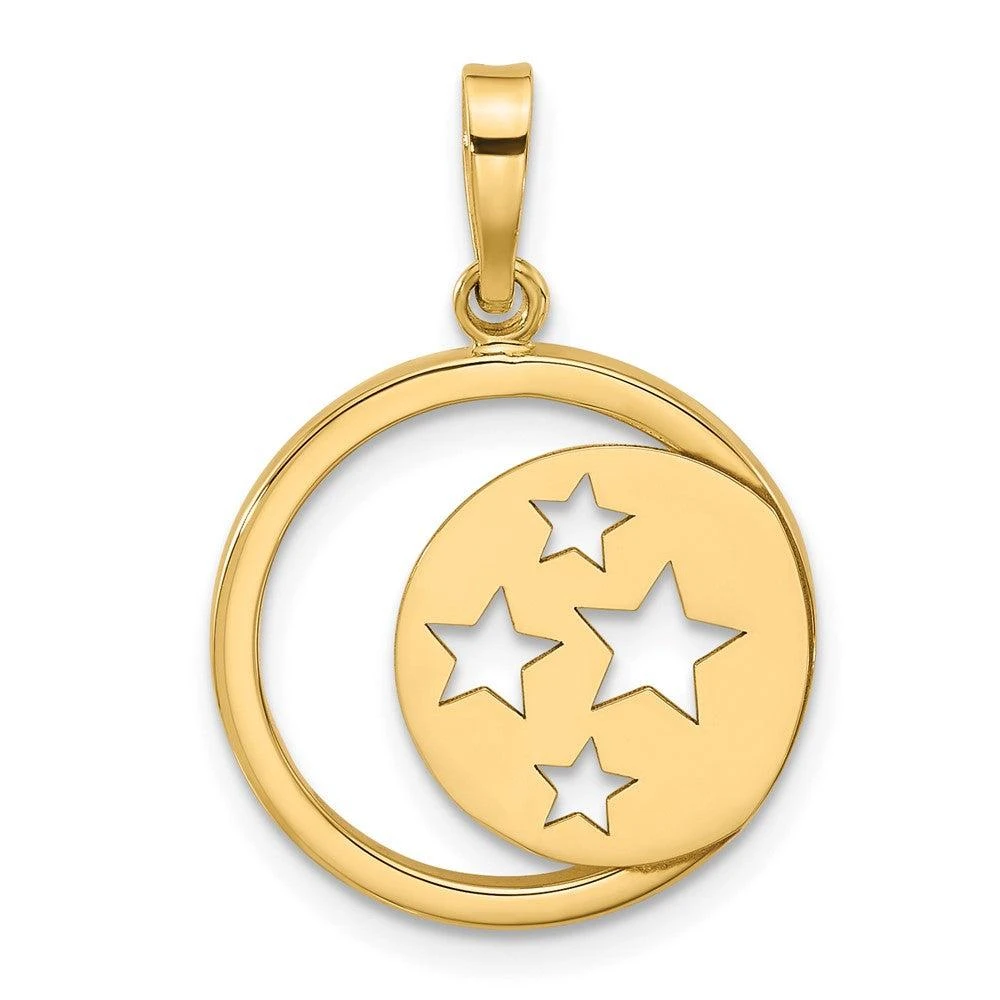 Diamond2Deal 14k Yellow Gold Polished Moon and Stars Cut Out Pendant