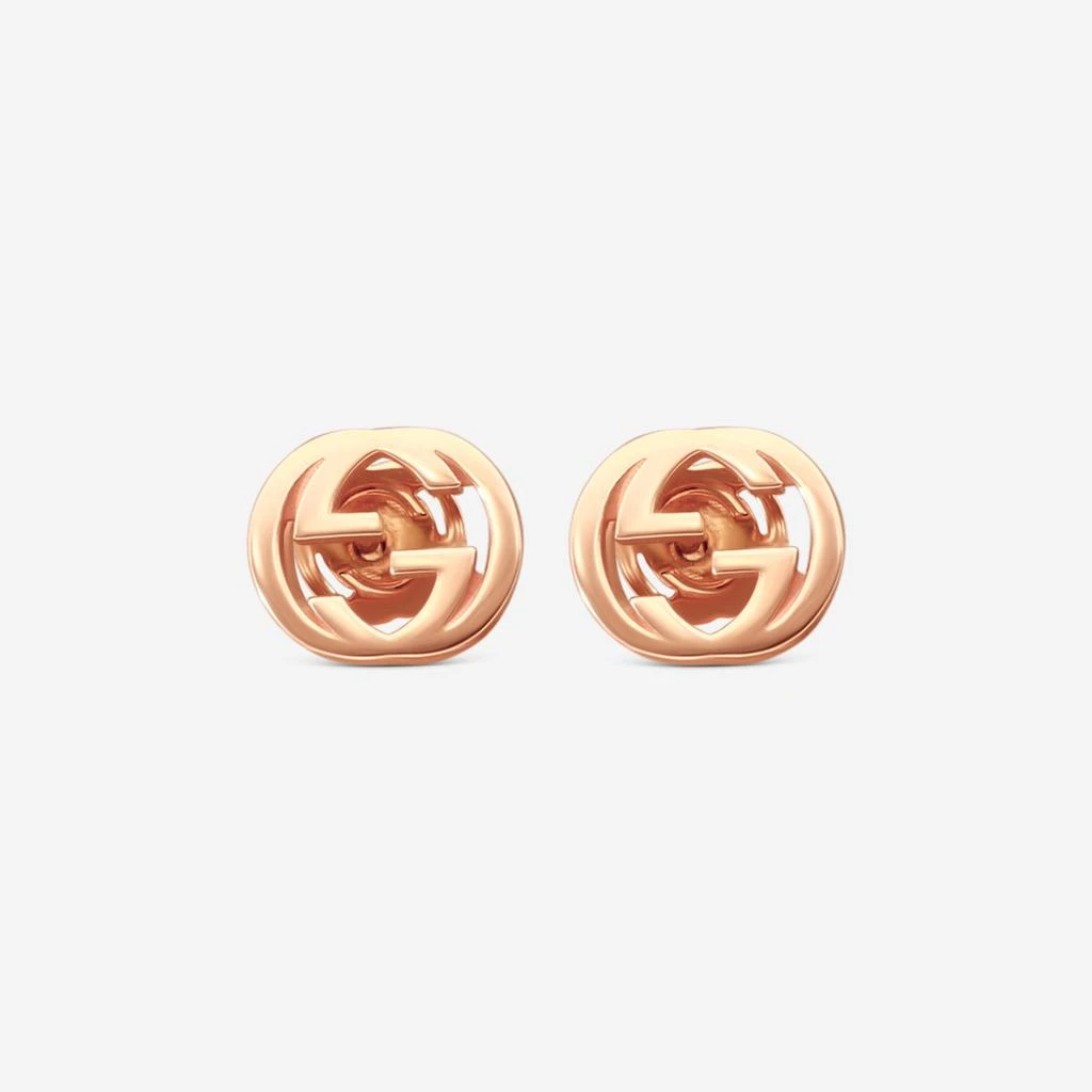 Gucci Gucci Interlocking G 18K Rose Gold Stud Earrings YBD74854300100U-copy