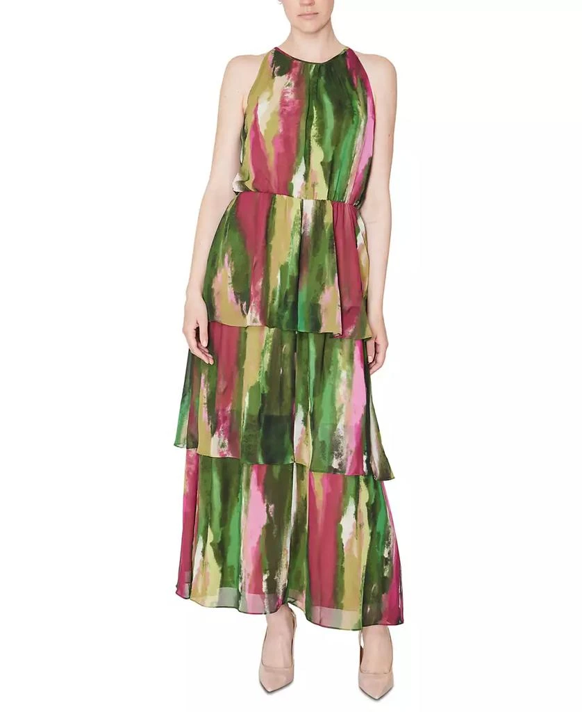 Donna Ricco Women's Printed Sleeveless Tiered Maxi Dress 1