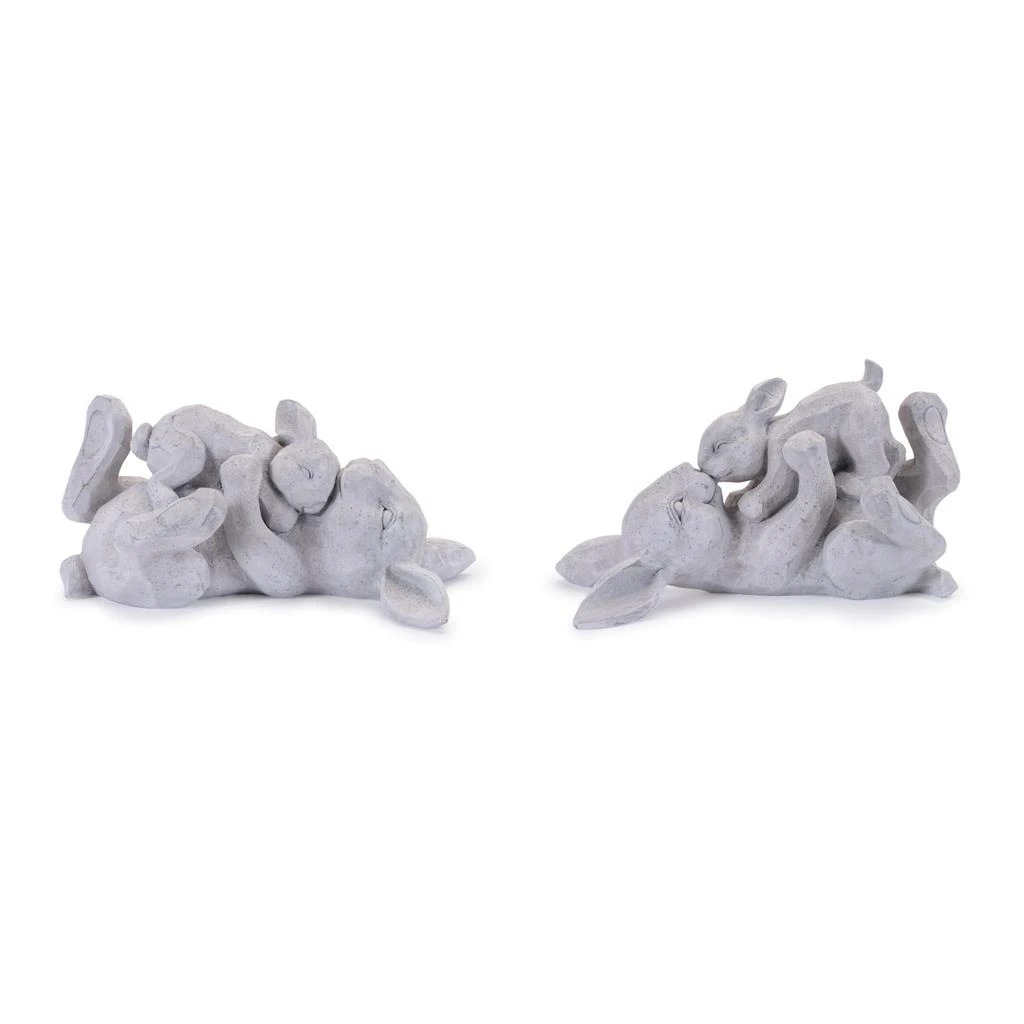 Hivvago Laying Rabbit with Baby Bunny Figurine (Set of 2)