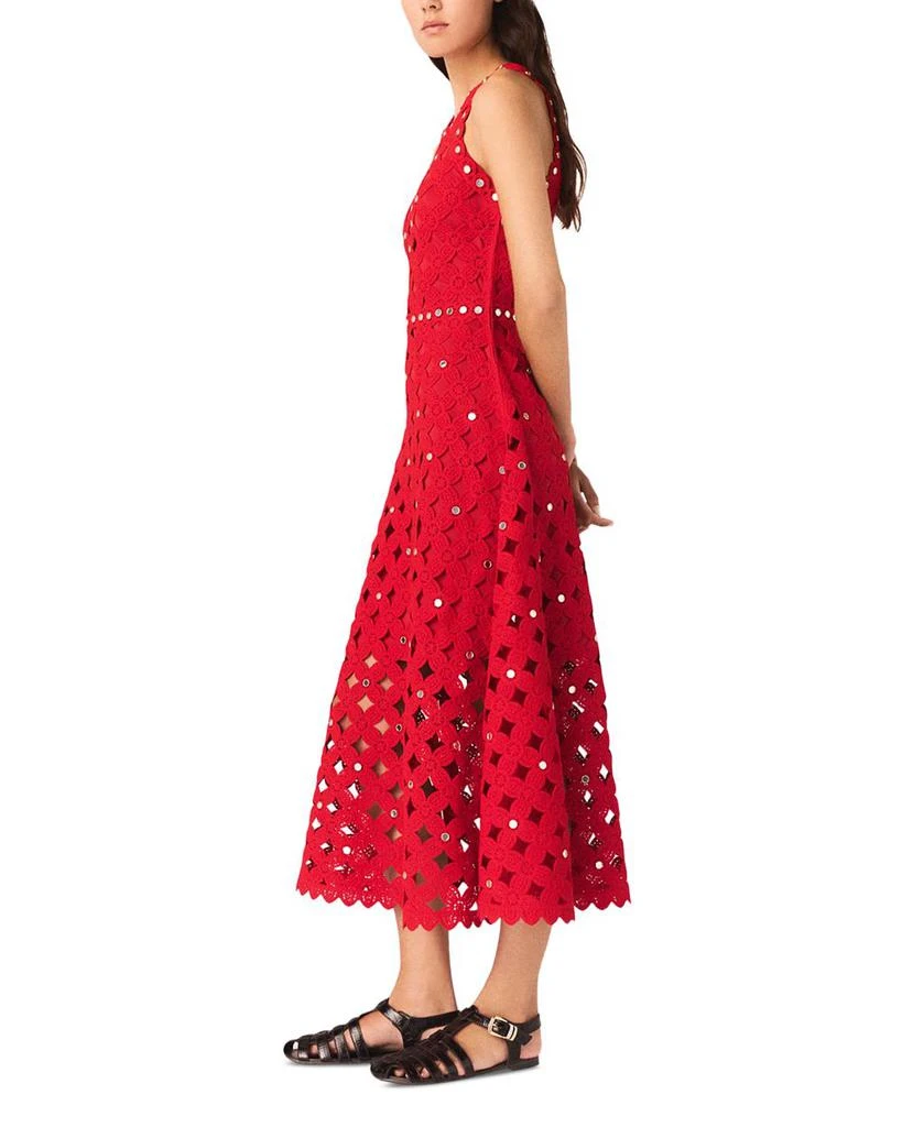 Maje Crochet Dress with Mirror Embellishments 5