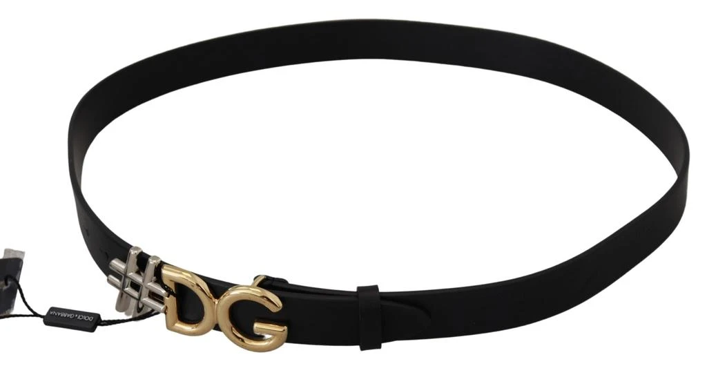 Dolce & Gabbana Black Leather Metal #DG Logo Buckle Belt 4