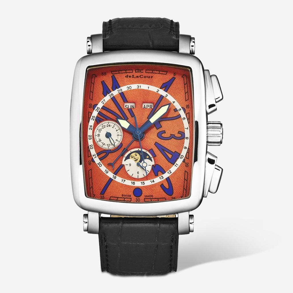 DeLaCour DeLaCour 'Via Larga' Chronograph Stainless Steel Men's Automatic Watch WAST1026-ORG