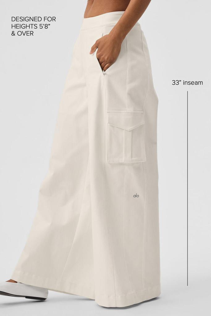 Alo Show Off Cargo Wide Leg Trouser (Long) - Ivory