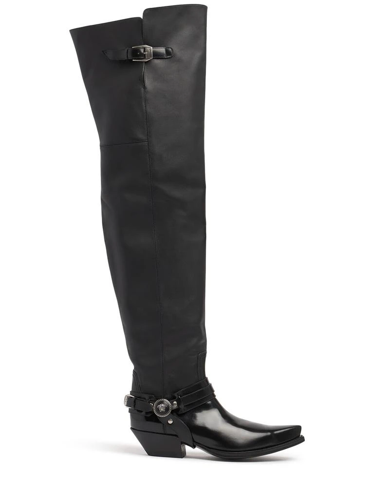 Versace 40mm Leather Western Over The Knee Boots 1