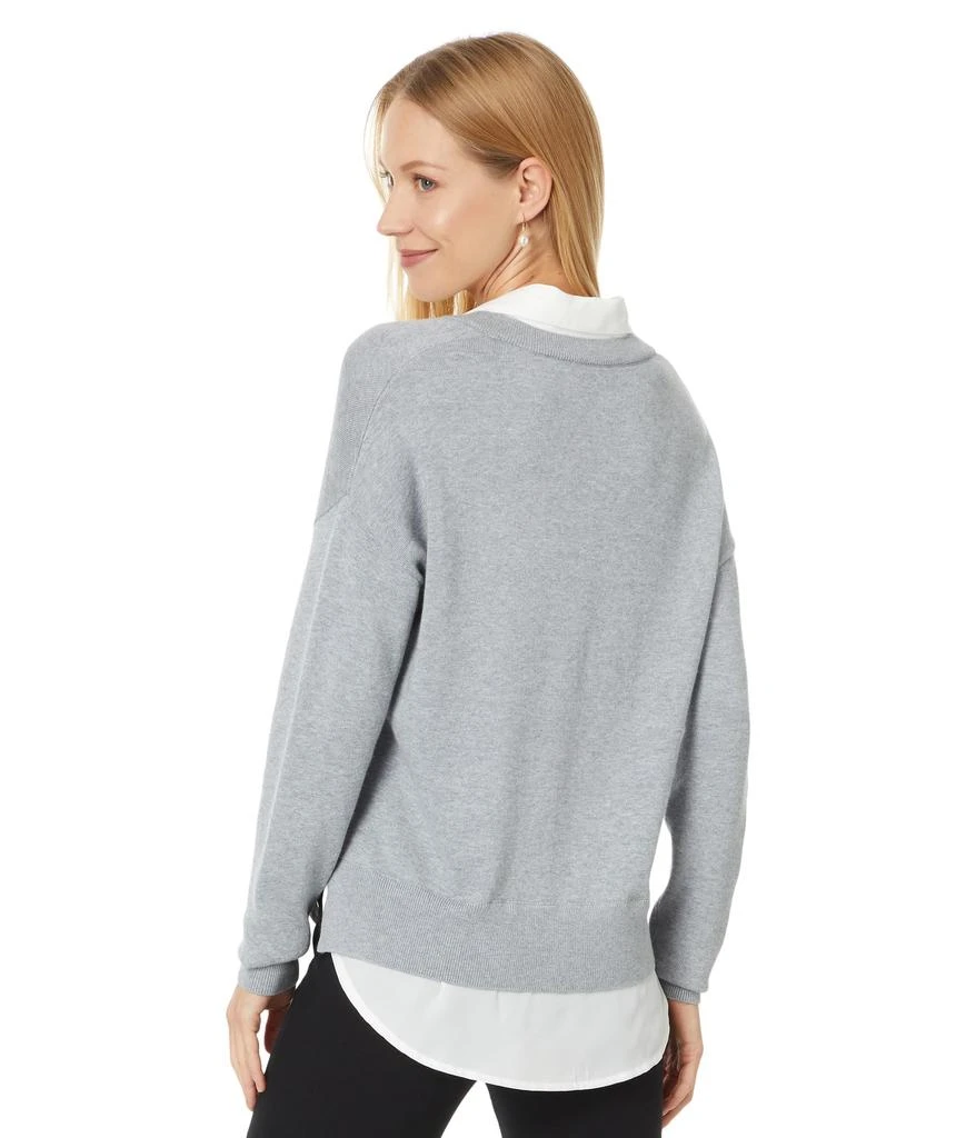 Elliott Lauren Modal Knits - Double layer V-neck sweater with shirting 2