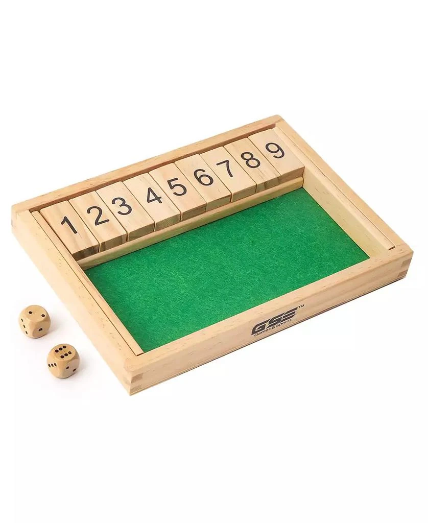 GSE Games 
Sports Expert Wooden Shut The Box Numbers Dice Game Board with 2 Wooden Dices, Classic Popular English Pub Game