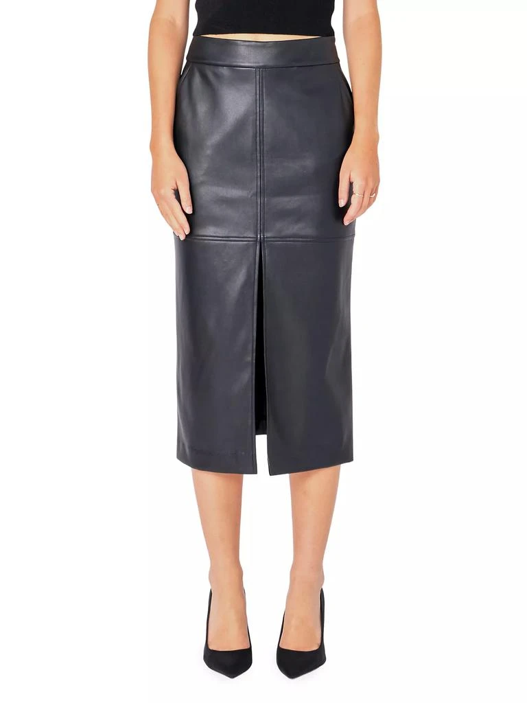 Endless Rose Leather Front Slit Midi Skirt 1