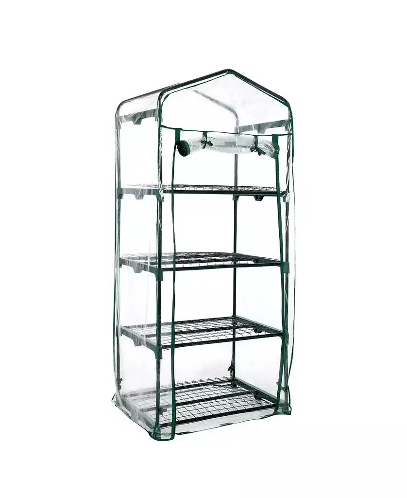 Aoodor 4-Tier Greenhouse with PE/PVC Base for Indoor and Outdoor Gardening.