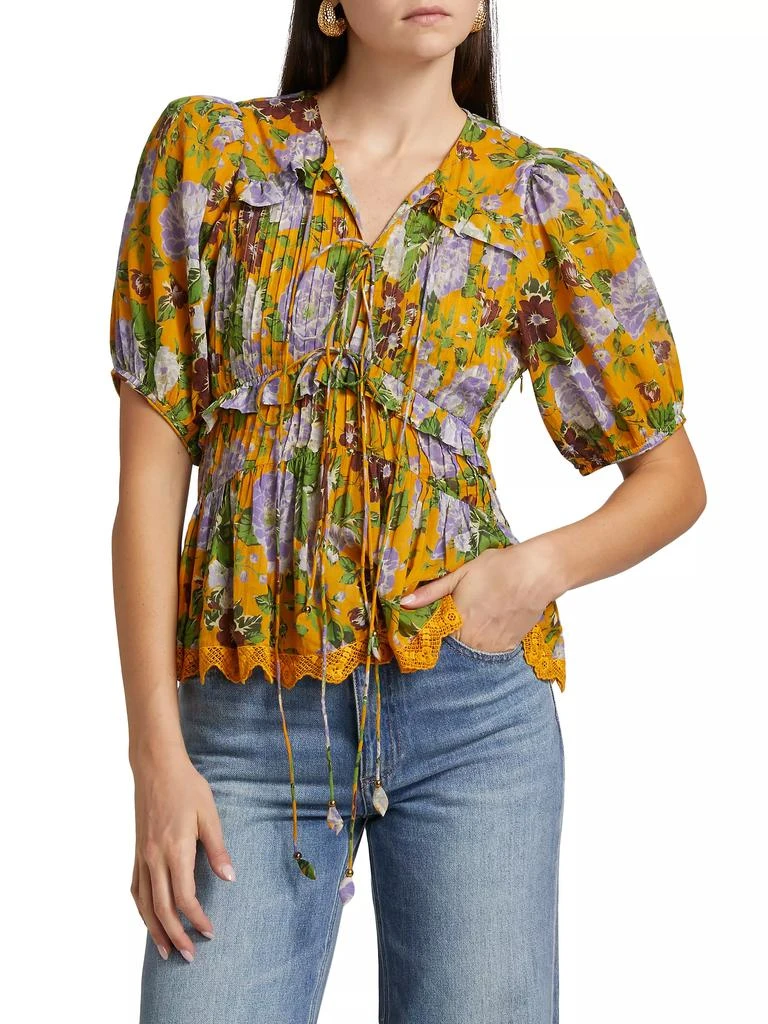 Farm Rio Capri Floral V-Neck Blouse 3