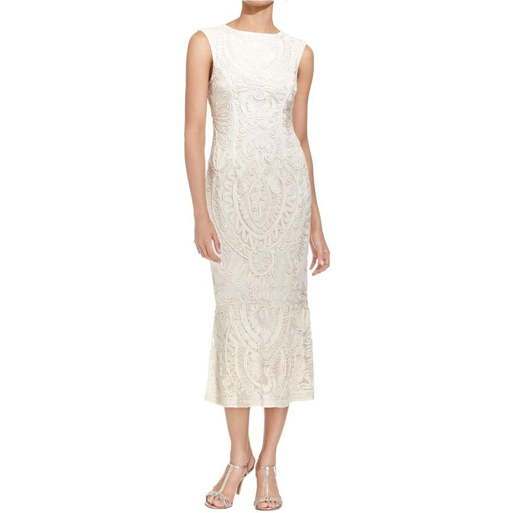 JS Collections Womens Mesh Soutache Semi-Formal Dress