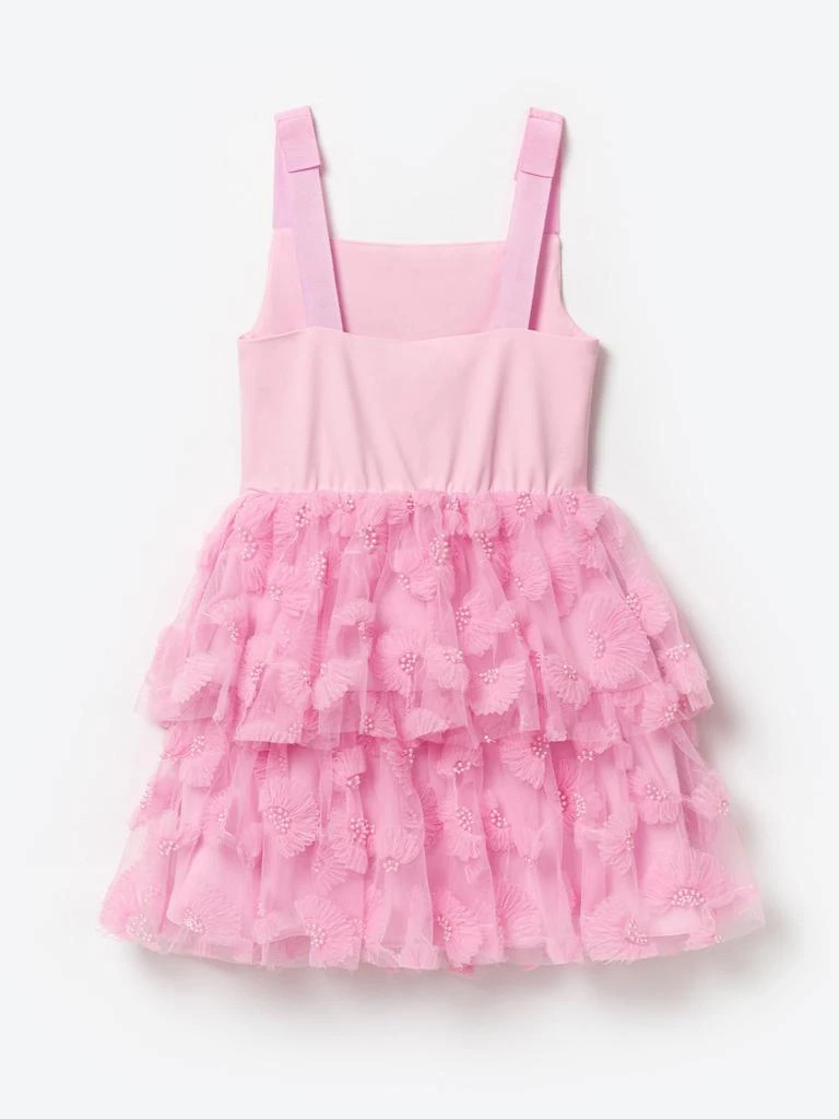 Self Portrait Self Portrait Girls Jersey and Tulle Dress in Pink 3