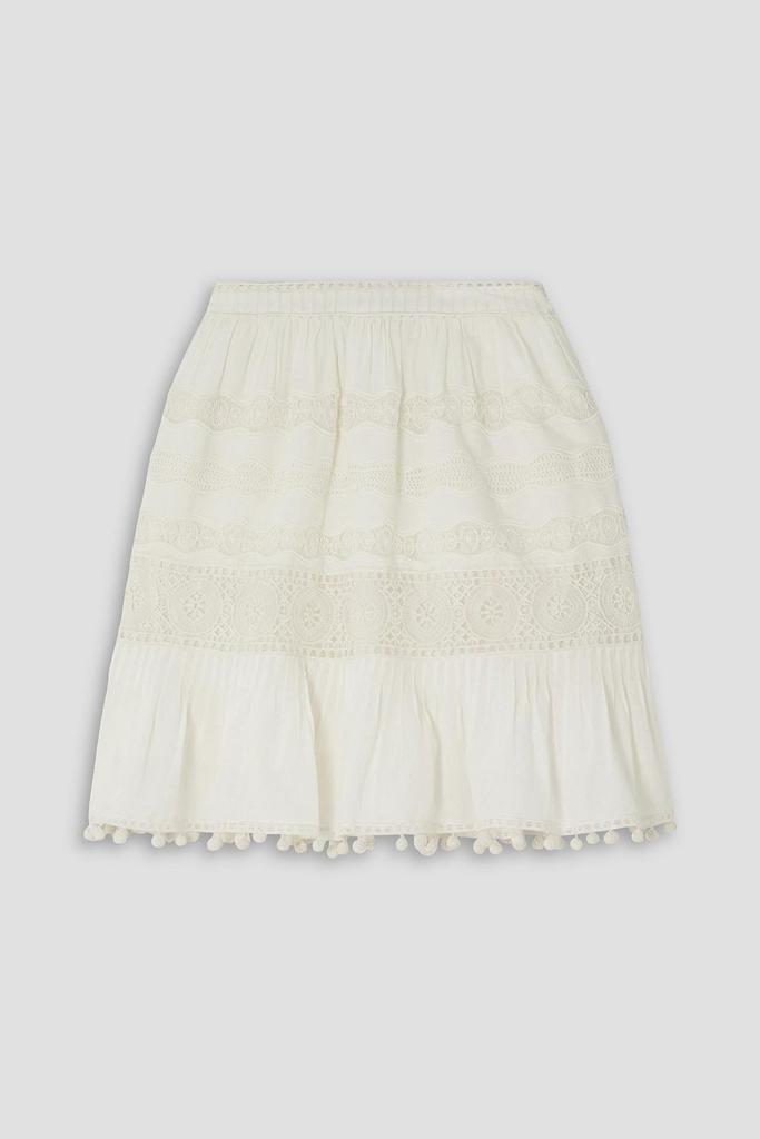 Ulla Johnson Amelia crochet-trimmed cotton-blend poplin mini skirt