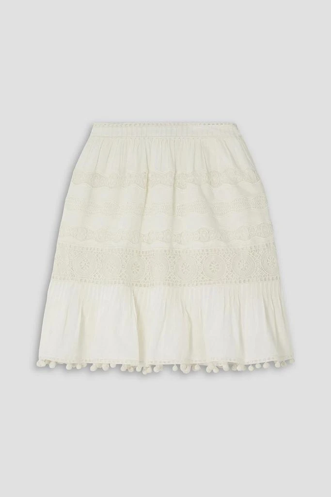 ULLA JOHNSON Amelia crochet-trimmed cotton-blend poplin mini skirt 1