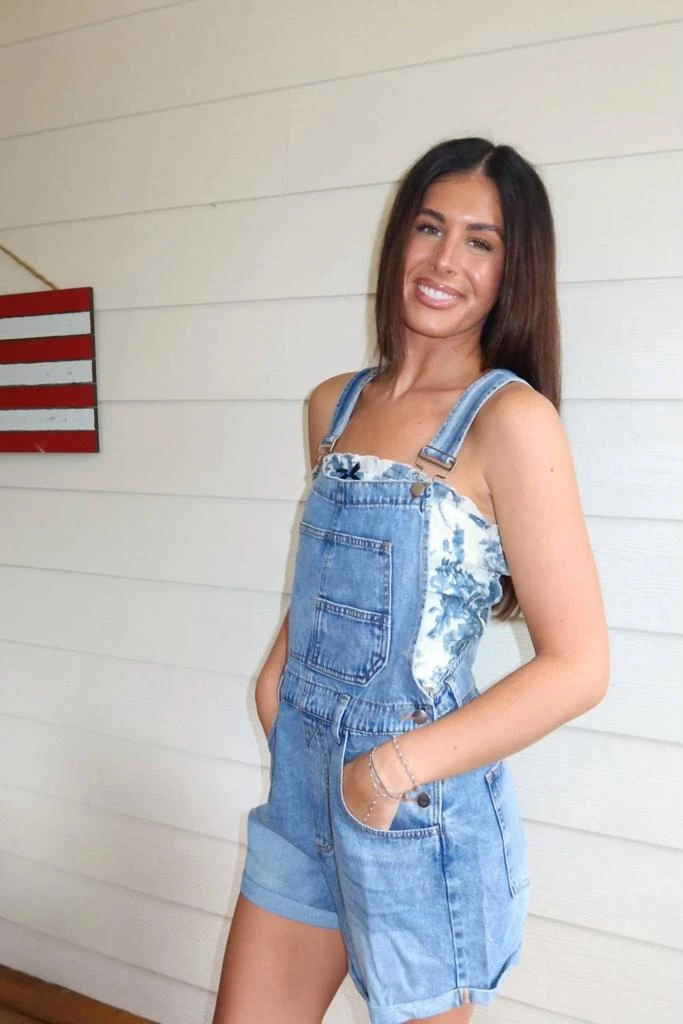 BUCKETLIST Front Bib Pocket Denim Overalls In Blue 2