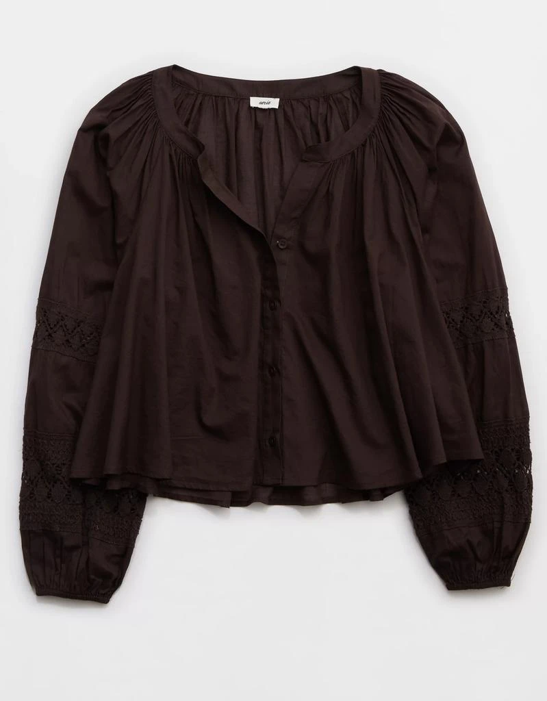 Aerie Aerie Long Sleeve Crochet Button Down Shirt 3