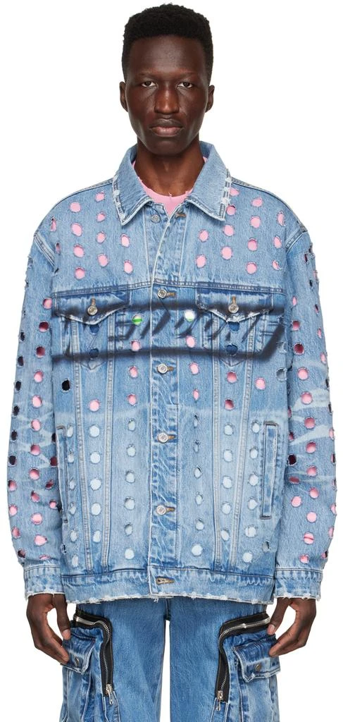 We11done Blue Logo Denim Jacket 1