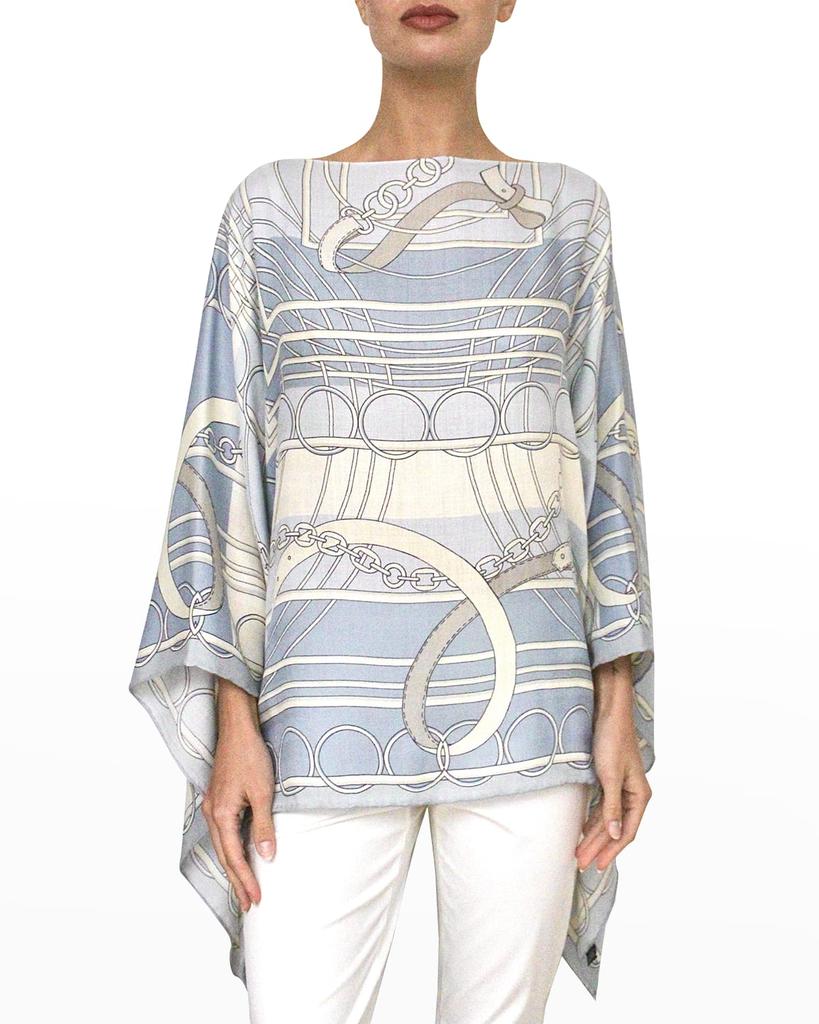 Rani Arabella Printed Cashmere-Blend Scarf Poncho