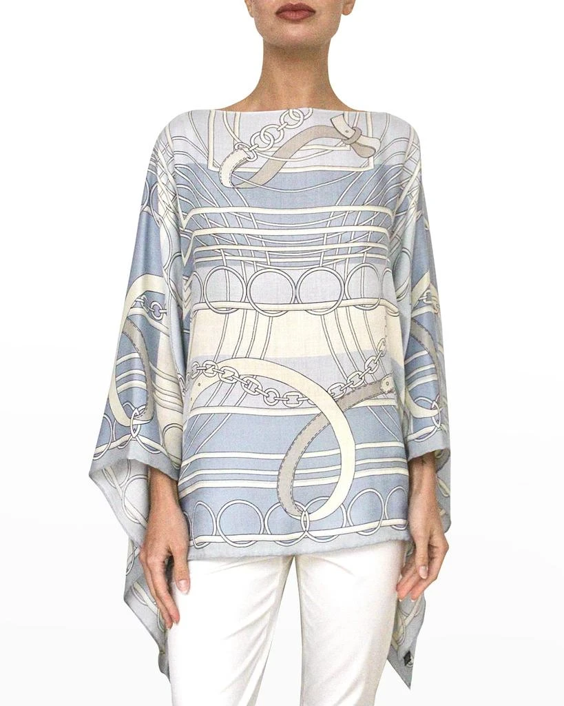 Rani Arabella Printed Cashmere-Blend Scarf Poncho 1
